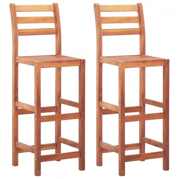 Chaises de bar lot de 2 bois d'acacia solide