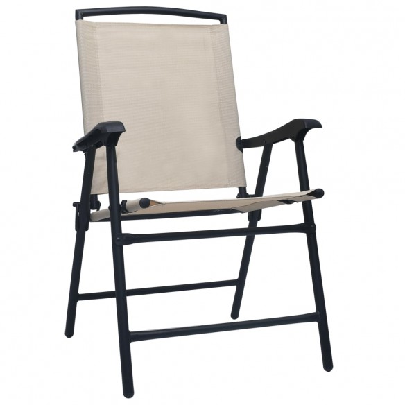 Chaises de jardin pliables 2 pcs Textilène Crème