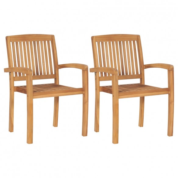 Chaises de jardin 2 pcs avec coussins crème Bois de teck massif