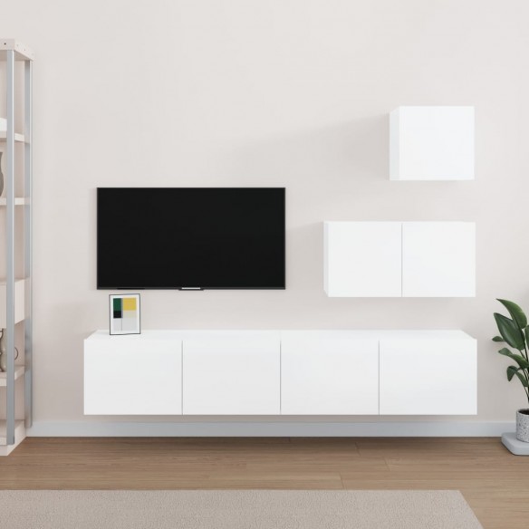 Ensemble de meubles TV 4 pcs Blanc brillant Bois d'ingénierie