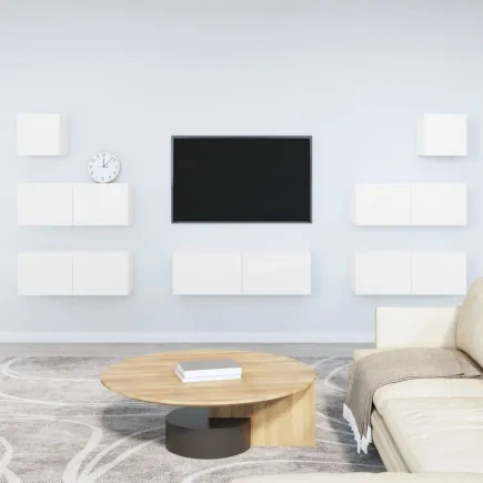 Ensemble de meubles TV 7 pcs Blanc brillant