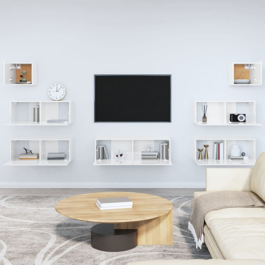Ensemble de meubles TV 7 pcs Blanc brillant  Ensemble de meubles TV 7 pcs Blanc brillant