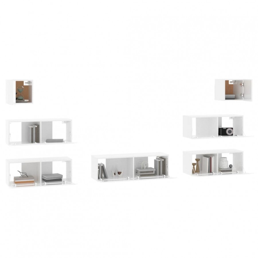 Ensemble de meubles TV 7 pcs Blanc brillant  Ensemble de meubles TV 7 pcs Blanc brillant
