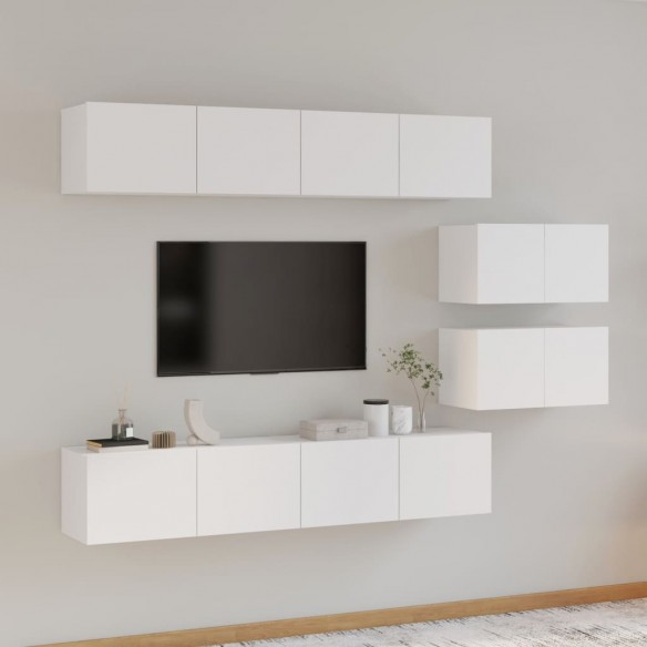 Ensemble de meubles TV 6 pcs Blanc brillant Bois d'ingénierie