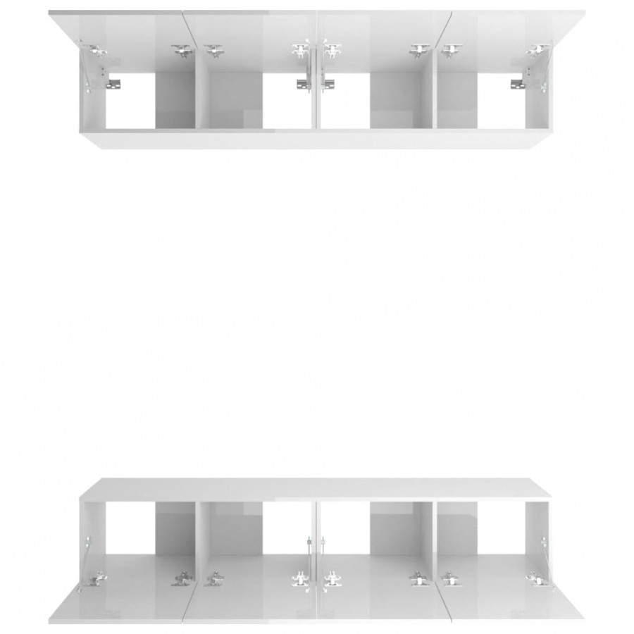 Meubles TV 4 pcs Blanc brillant 80x30x30 cm  Meubles TV 4 pcs Blanc brillant 80x30x30 cm