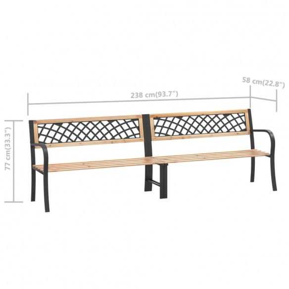 Banc double de jardin 238 cm Bois de pin chinois