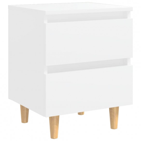 Tables de chevet avec pieds en pin 2 pcs Blanc 40x35x50 cm