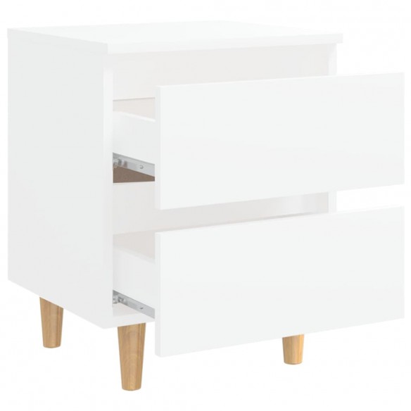 Tables de chevet avec pieds en pin 2 pcs Blanc 40x35x50 cm