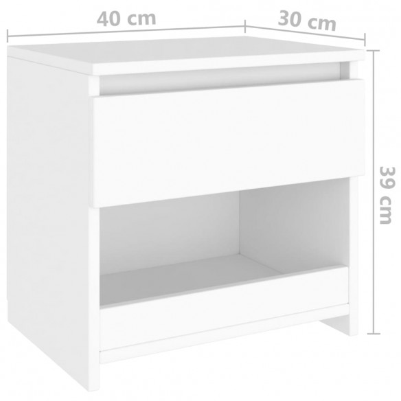 Tables de chevet 2 pcs Blanc 40x30x39 cm Aggloméré