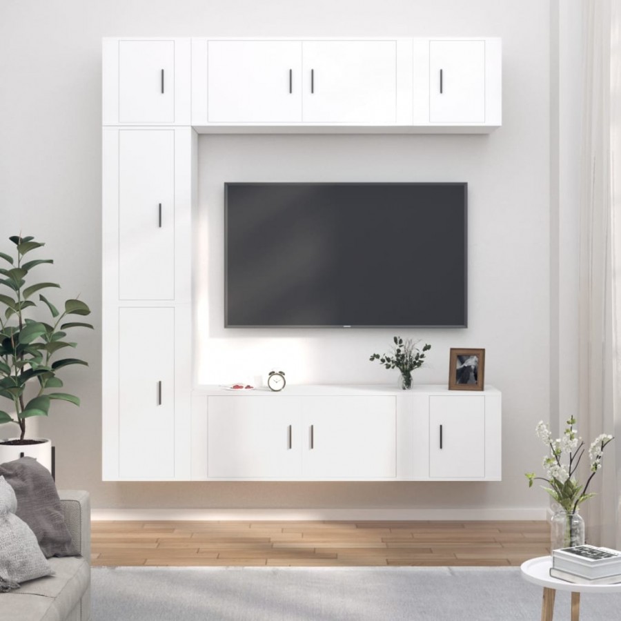 Ensemble de meubles TV 7 pcs Blanc Bois d'ingénierie