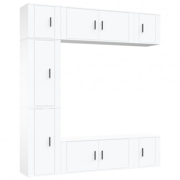 Ensemble de meubles TV 7 pcs Blanc Bois d'ingénierie