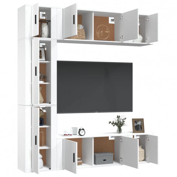 Ensemble de meubles TV 7 pcs Blanc Bois d'ingénierie