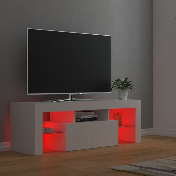 Meuble TV avec lumières LED Blanc 120x35x40 cm