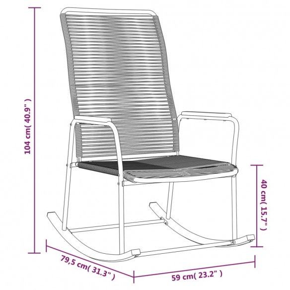 Chaise à bascule de jardin noir 59x79,5x104 cm Rotin PVC
