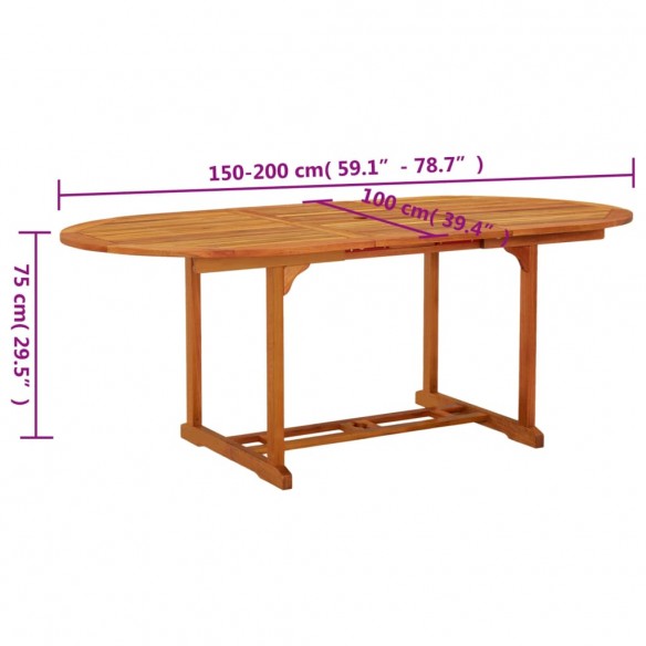 Table de jardin 200x100x75 cm Bois d'eucalyptus solide