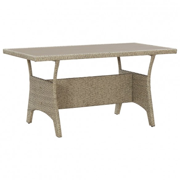 Table de jardin Gris 130x70x66 cm Résine tressée