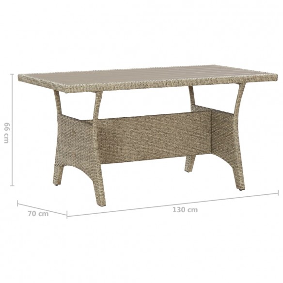 Table de jardin Gris 130x70x66 cm Résine tressée