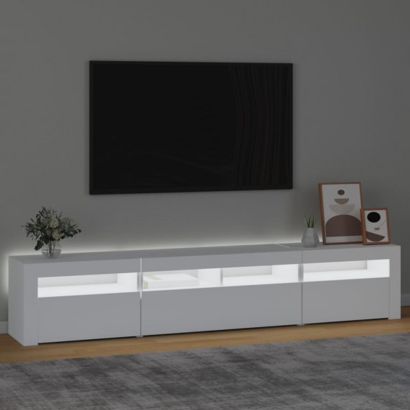 Meuble TV avec lumières LED Blanc 210x35x40 cm