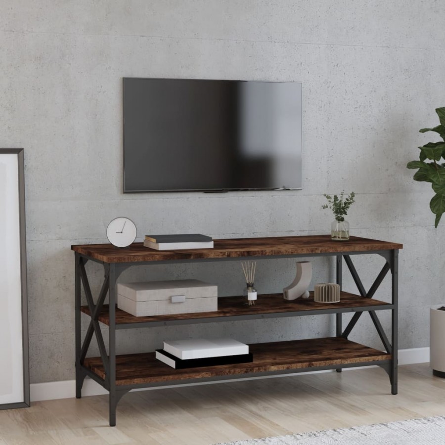 Meuble TV Chêne fumé 100x40x50 cm Bois d'ingénierie