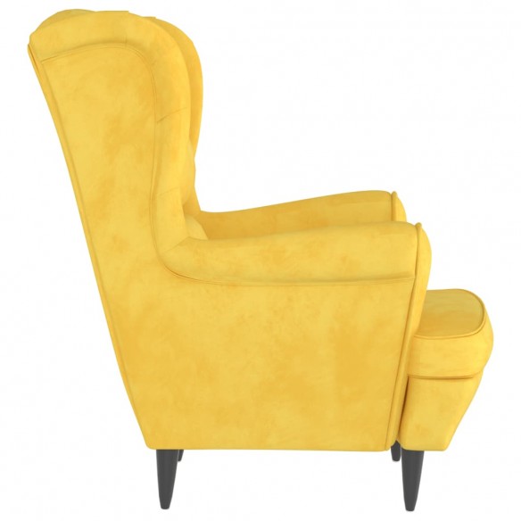 Fauteuil jaune moutarde velours