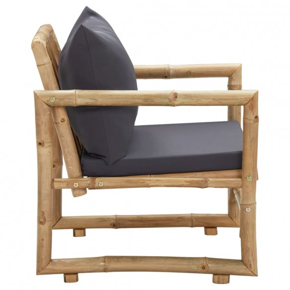 Chaises de jardin avec coussins 2 pcs Bambou