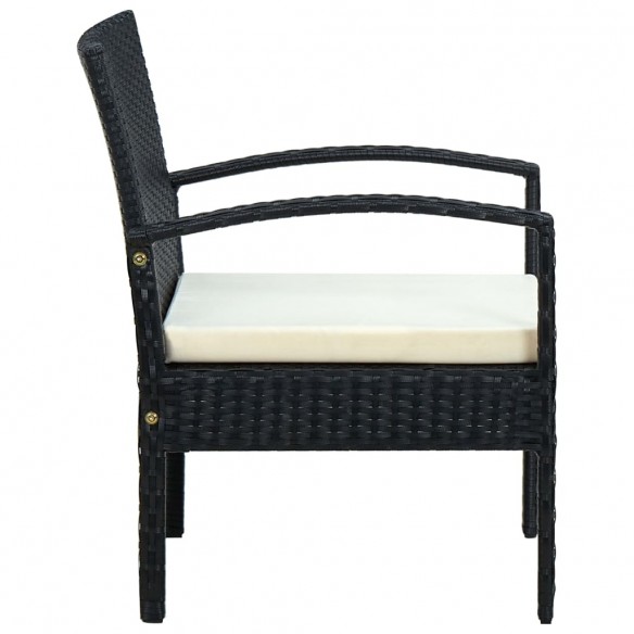 Chaise de jardin avec coussin Résine tressée Noir