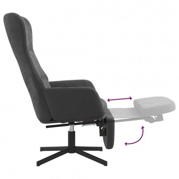 Chaise de relaxation avec repose-pied Gris foncé Velours