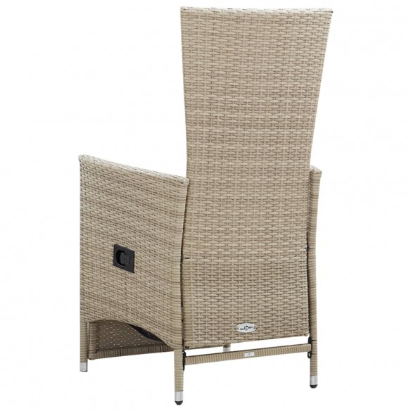 Chaises inclinables 2 pcs et coussins Résine tressée Beige