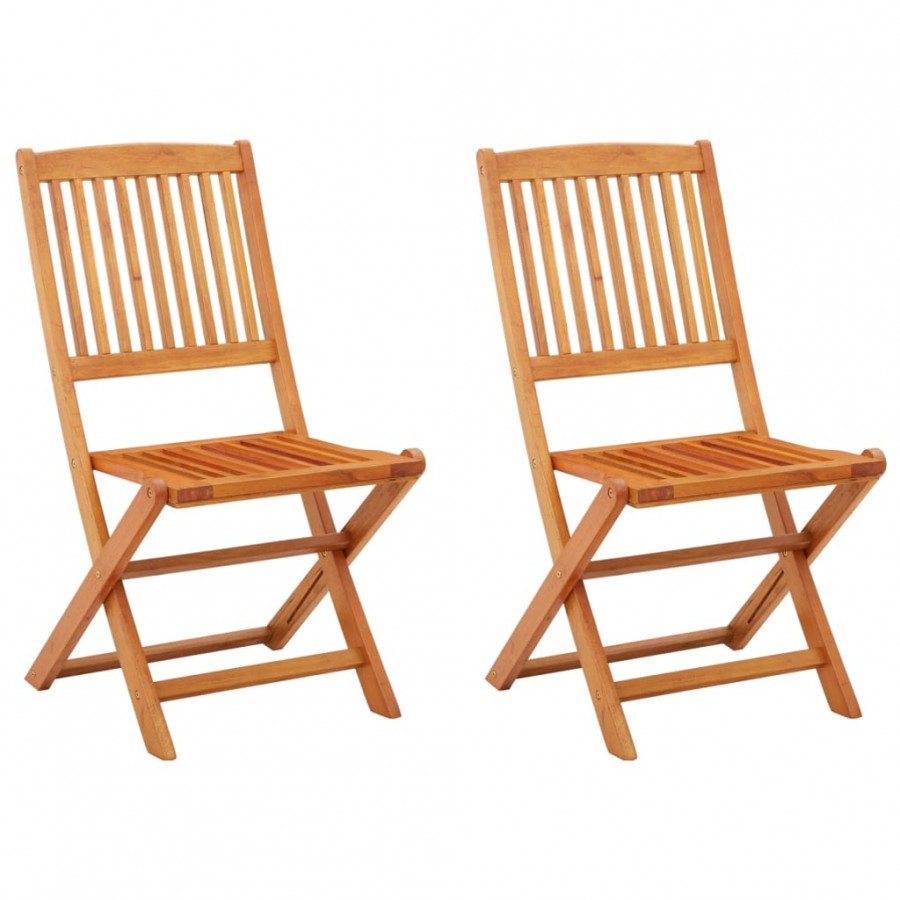 Chaises de jardin pliables 2 pcs Bois d'eucalyptus massif