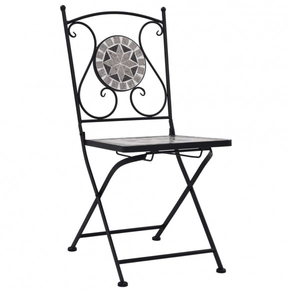 Chaises de bistrot mosaïque 2 pcs Gris