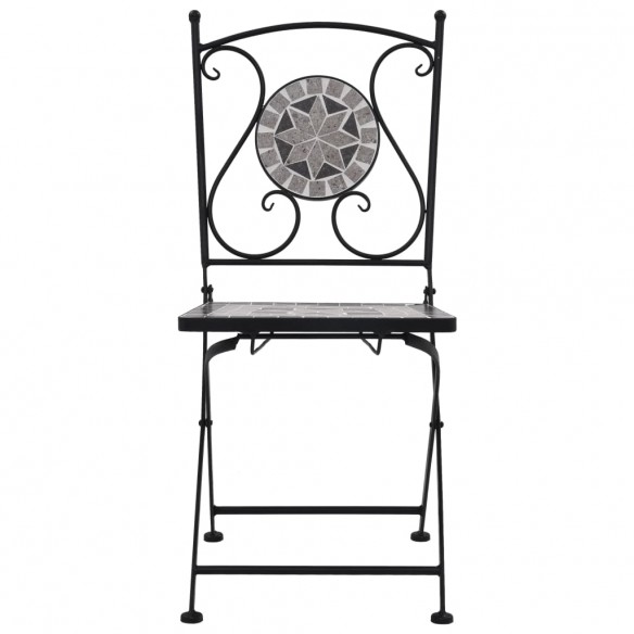 Chaises de bistrot mosaïque 2 pcs Gris