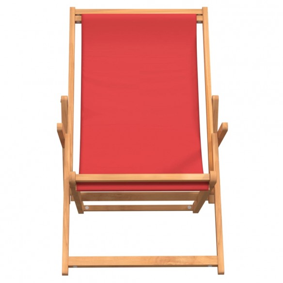 Chaise de plage pliable Bois de teck solide Rouge