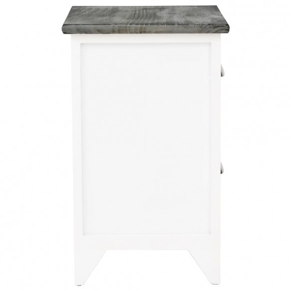 Table de chevet 2 pcs avec 2 tiroirs Gris et blanc