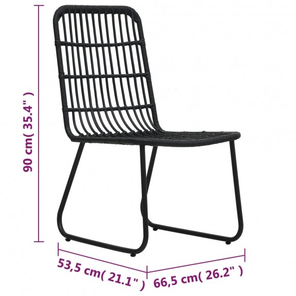 Chaises de jardin 2 pcs Résine tressée Noir