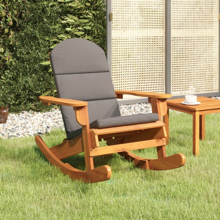 Chaise à bascule Adirondack avec coussins bois massif d'acacia