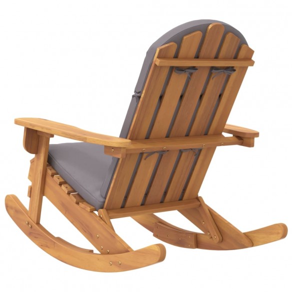 Chaise à bascule Adirondack avec coussins bois massif d'acacia