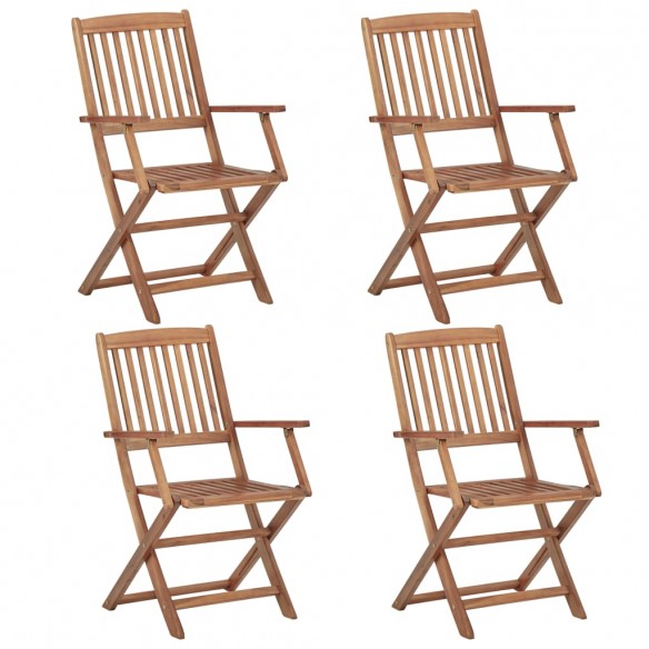 Chaises pliables d'extérieur 4 pcs Bois d'acacia solide