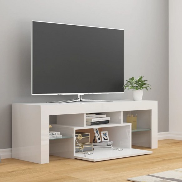 Meuble TV avec lumières LED blanc brillant 120x35x40 cm