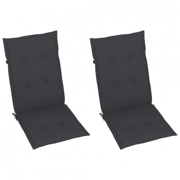 Chaises de jardin 2 pcs avec coussins anthracite Bois de teck