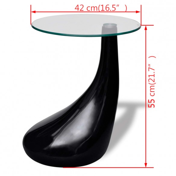Table basse avec dessus de table en verre rond Noir brillant