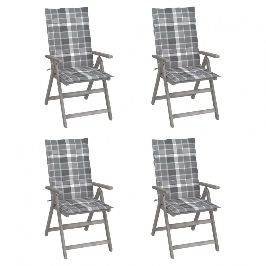 Chaises inclinables de jardin 4 pcs avec coussins Bois d'acacia