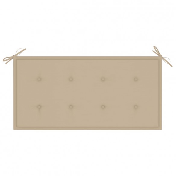 Banc de jardin avec coussin beige 112 cm Bois de teck massif