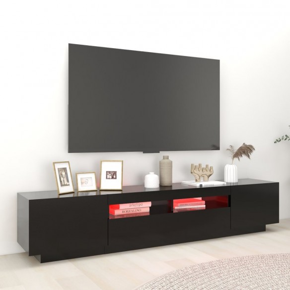 Meuble TV avec lumières LED Noir 200x35x40 cm