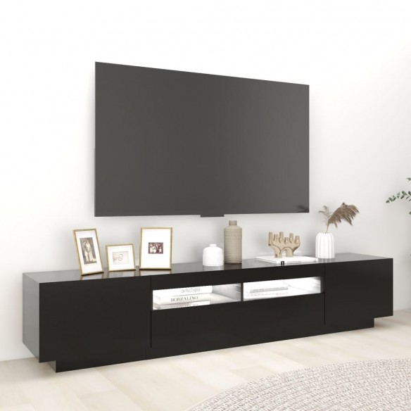 Meuble TV avec lumières LED Noir 200x35x40 cm