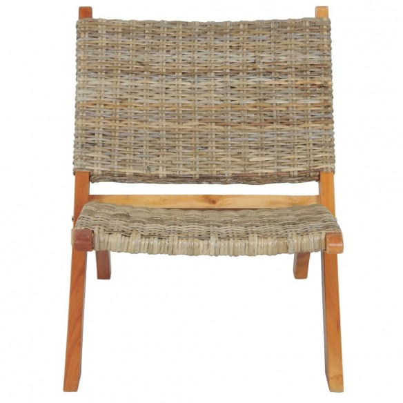Chaise de relaxation Rotin naturel kubu et bois d'acajou