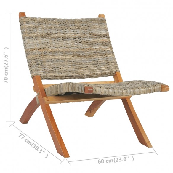 Chaise de relaxation Rotin naturel kubu et bois d'acajou