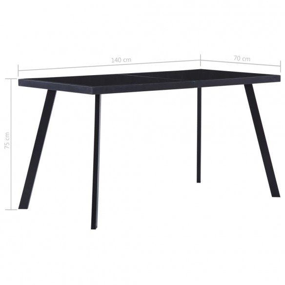 Table de salle à manger Noir 140x70x75 cm Verre trempé