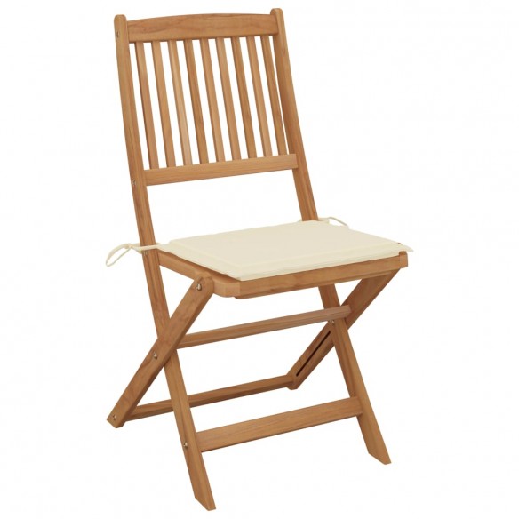 Chaises pliables de jardin 2 pcs avec coussins Bois d'acacia