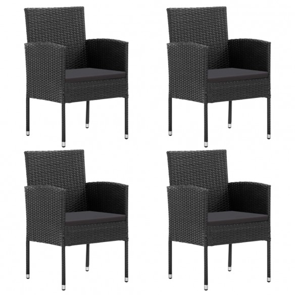 Chaises de jardin 4 pcs Résine tressée Noir