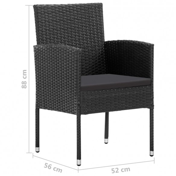 Chaises de jardin 4 pcs Résine tressée Noir